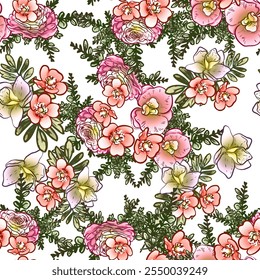 Abstract elegance seamless pattern with floral background