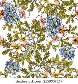 Abstract elegance seamless pattern with floral background