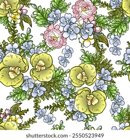 Elegância abstrata padrão sem emenda com fundo floral