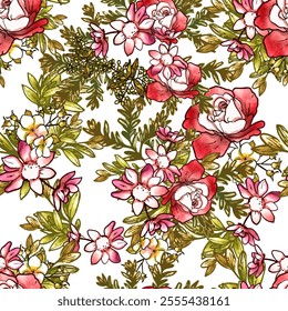 Abstract elegance seamless pattern with floral background