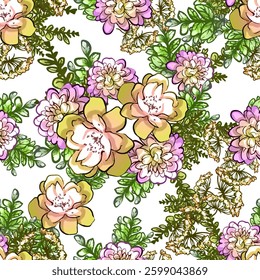Abstract elegance seamless pattern with floral background