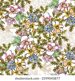 Abstract elegance seamless pattern with floral background