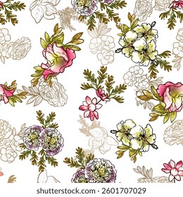 Abstract elegance seamless pattern with floral background