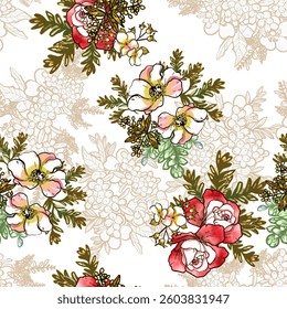 Abstract elegance seamless pattern with floral background
