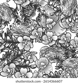 Abstract elegance seamless pattern with floral background