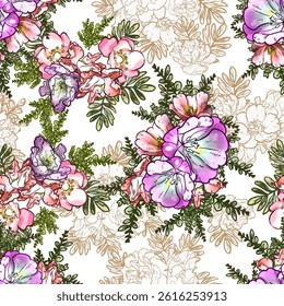 Abstract elegance seamless pattern with floral background