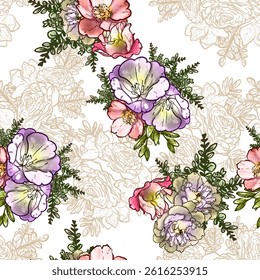 Abstract elegance seamless pattern with floral background
