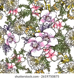 Elegância abstrata padrão sem emenda com fundo floral
