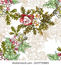 Abstract elegance seamless pattern with floral background