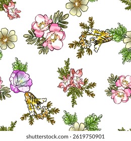 Elegância abstrata padrão sem emenda com fundo floral