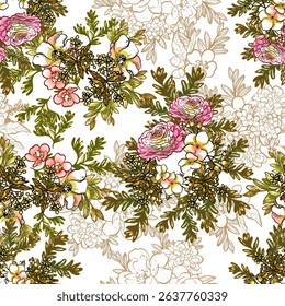 Abstract elegance seamless pattern with floral background