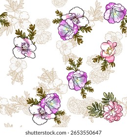 Abstract elegance seamless pattern with floral background