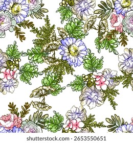 Abstract elegance seamless pattern with floral background