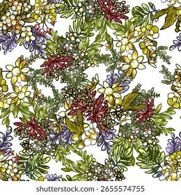 Abstract elegance seamless pattern with floral background