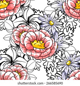 Abstract Elegance Seamless pattern with floral background