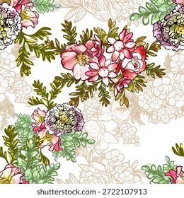 Abstract elegance seamless pattern with floral background