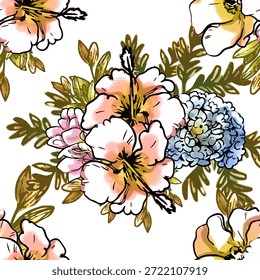 Abstrakte Eleganz nahtloses Muster mit floralem Hintergrund