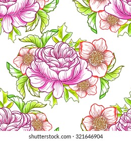 Abstract elegance seamless pattern with floral background