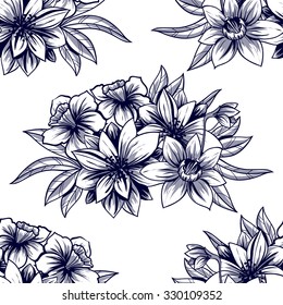 Abstract elegance seamless pattern with floral background