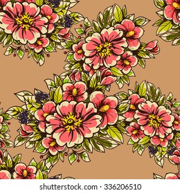 Abstract elegance seamless pattern with floral background