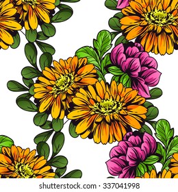 Abstract elegance seamless pattern with floral background