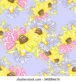Abstract elegance seamless pattern with floral background