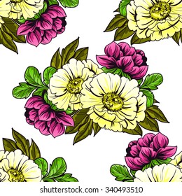 Abstract elegance seamless pattern with floral background