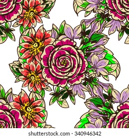 Abstract elegance seamless pattern with floral background