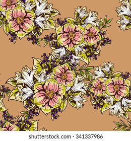 Abstract elegance seamless pattern with floral background
