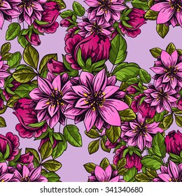 Abstract elegance seamless pattern with floral background