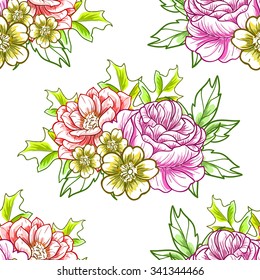 Abstract elegance seamless pattern with floral background