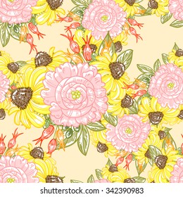 Abstract elegance seamless pattern with floral background