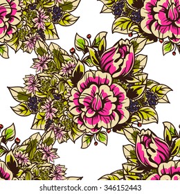 Abstract elegance seamless pattern with floral background
