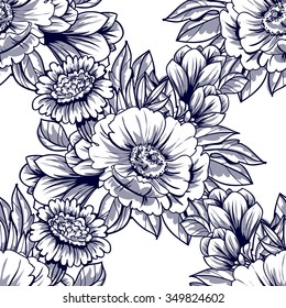 Abstract elegance seamless pattern with floral background