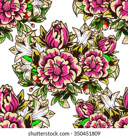 Abstract elegance seamless pattern with floral background