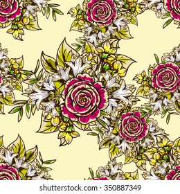 Abstract elegance seamless pattern with floral background