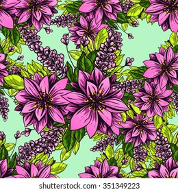 Abstract elegance seamless pattern with floral background