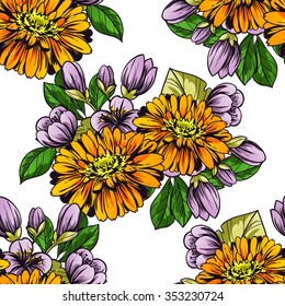 Abstract elegance seamless pattern with floral background