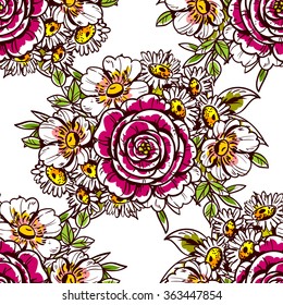 Abstract elegance seamless pattern with floral background