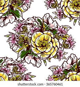 Abstract elegance seamless pattern with floral background