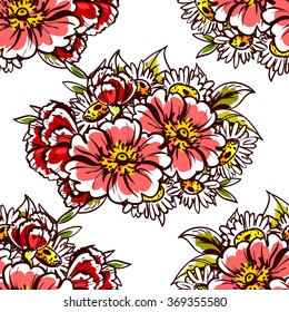 Abstract elegance seamless pattern with floral background
