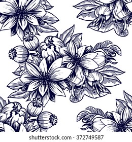 Abstract elegance seamless pattern with floral background