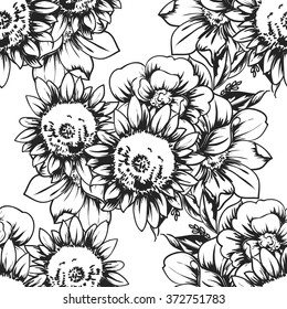 Abstract elegance seamless pattern with floral background