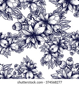 Abstract elegance seamless pattern with floral background