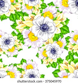 Abstract elegance seamless pattern with floral background