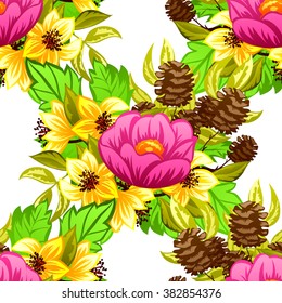 Abstract elegance seamless pattern with floral background