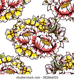 Abstract elegance seamless pattern with floral background