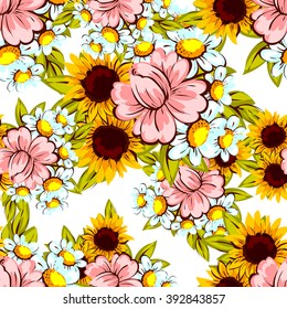 Abstract elegance seamless pattern with floral background