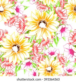 Abstract elegance seamless pattern with floral background