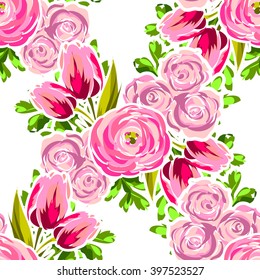 Abstract elegance seamless pattern with floral background